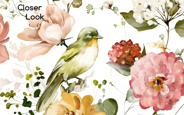Borgon Floral and Birds Peel and Stick Wallpaper 10’L x 24”W - Image 5