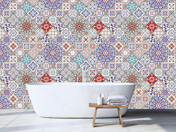 Moroccan Ceramic Tile Look Removable Wallpaper - Image 2