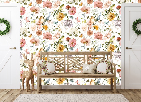 Borgon Floral and Birds Peel and Stick Wallpaper 10’L x 24”W - Image 3
