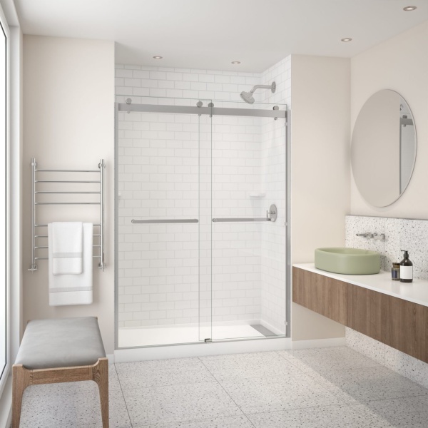 MARLA BARN-STYLE DOUBLE BYPASS SLIDING SHOWER DOOR TUB & SHOWER ENCLOSURES